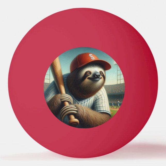 Sloth Baseball Player Tischtennisball (Vorderseite)