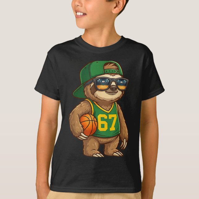 Sloth Basketball 67 Gen Alpha Slang Srts Men Boys  T-Shirt (Vorderseite)