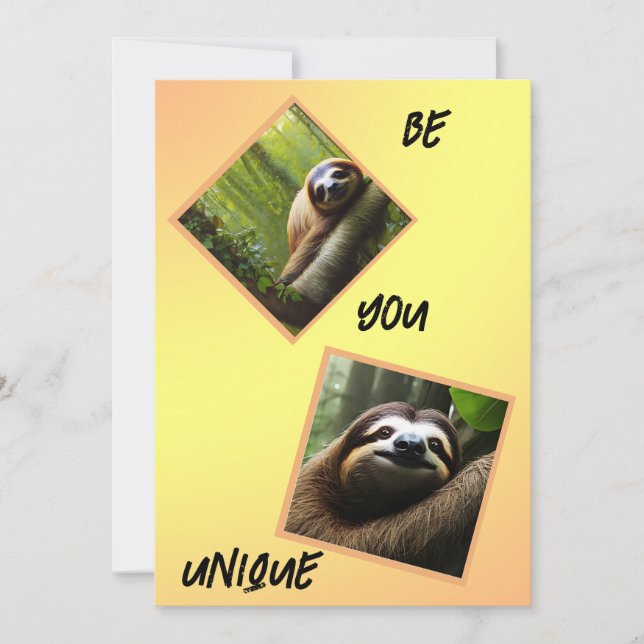 Sloth "Be You Unique", Feiertagskarte (Vorderseite)