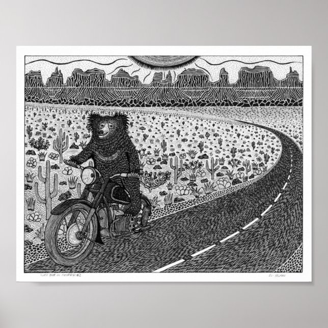 Sloth Bear auf Motorrad #2 Poster (Vorne)