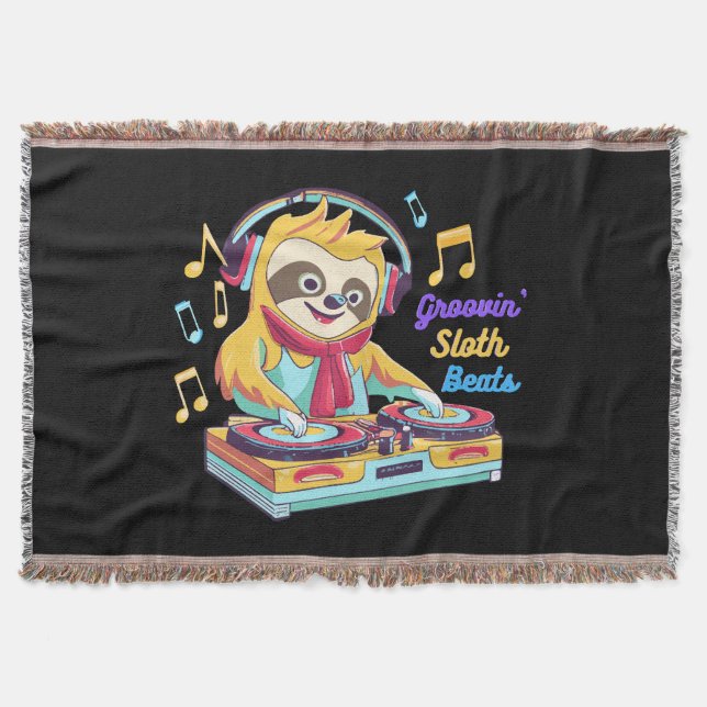 Sloth Beats Retro Vintage Dynamik Decke (Vorderseite)