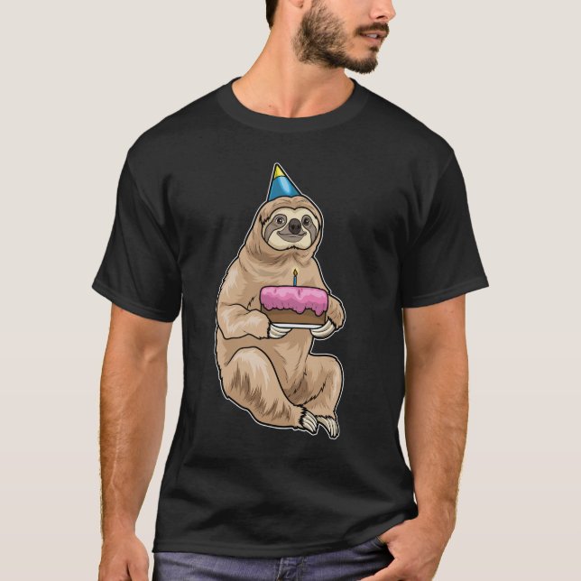 Sloth Birthday Cake T-Shirt (Vorderseite)