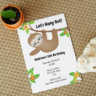 Sloth Birthday Einladung