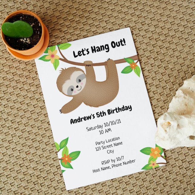 Sloth Birthday Invitation (Créateur téléchargé)