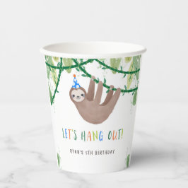 Sloth Birthday Party in Blau und Weiß Pappbecher