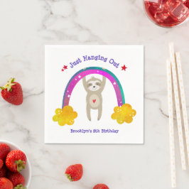 Sloth Boho Rainbow Birthday Niedlich Kawaii Name Serviette