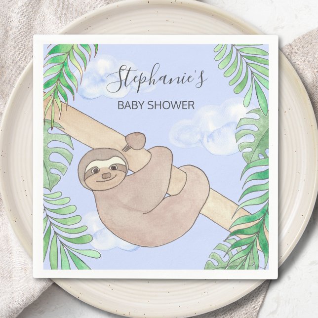 Sloth Boy Blue Baby Dusche Serviette (Von Creator hochgeladen)