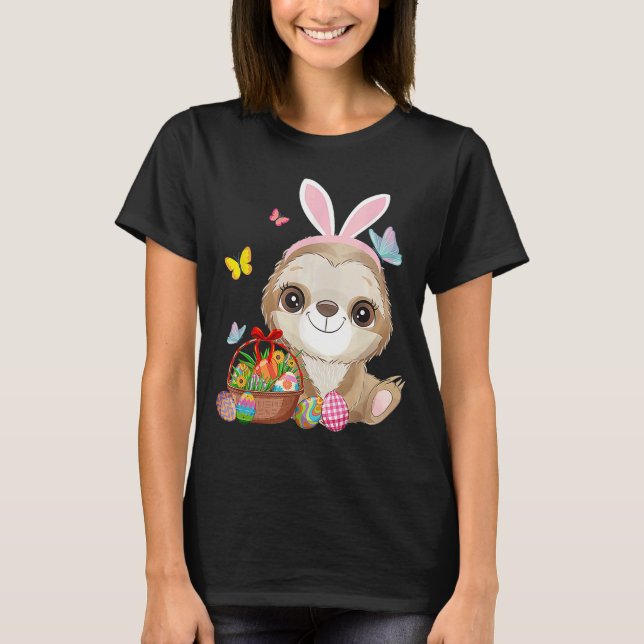 Sloth Bunny Oaster Eggs Jagd Rabbit Sloth Happy T-Shirt (Vorderseite)