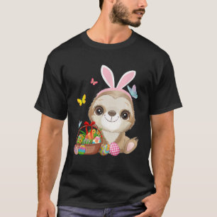 Sloth Bunny Oaster Eggs Jagd Rabbit Sloth Happy T-Shirt