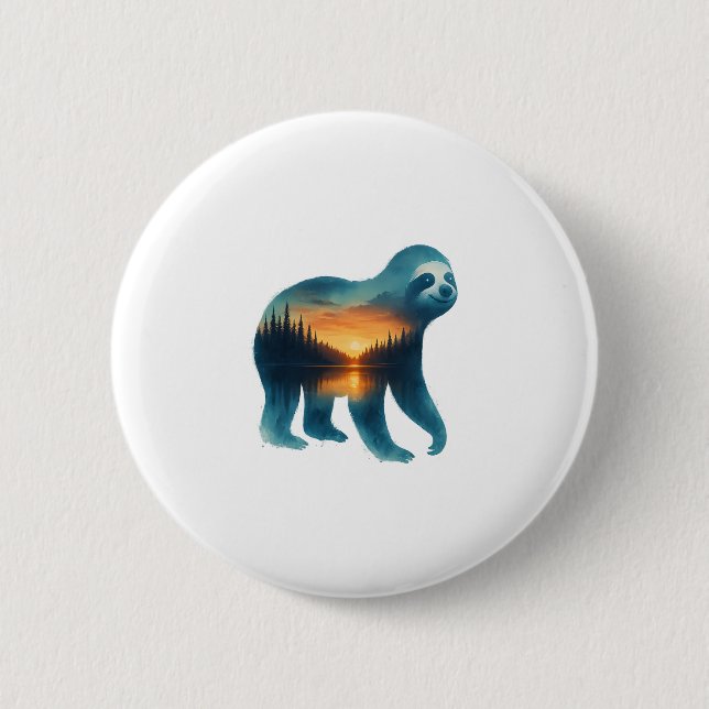 Sloth Camping Lover Button (Vorderseite)