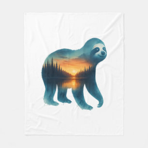 Sloth Camping Lover Fleecedecke