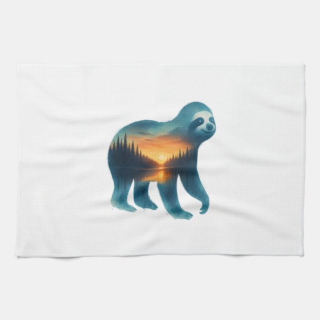 Sloth Camping Lover Geschirrtuch (Horizontal)