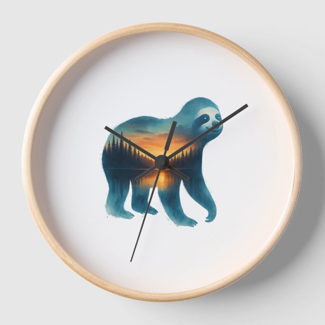 Sloth Camping Lover Uhr (Vorderseite)