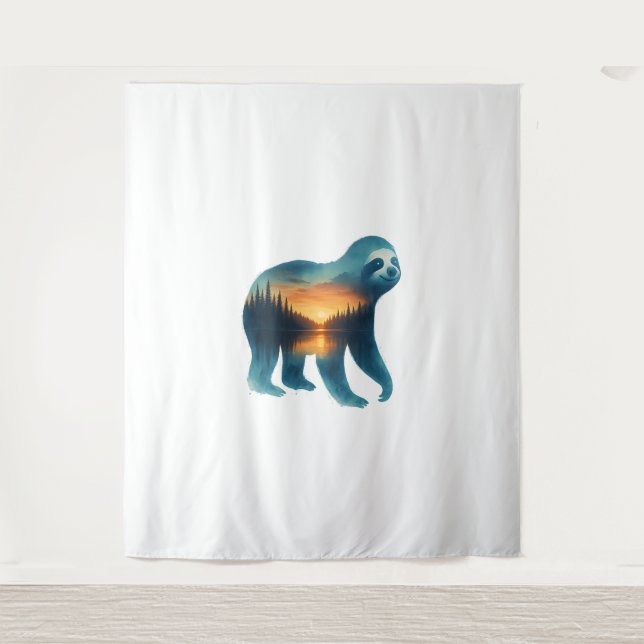 Sloth Camping Lover Wandteppich (Vorderseite)