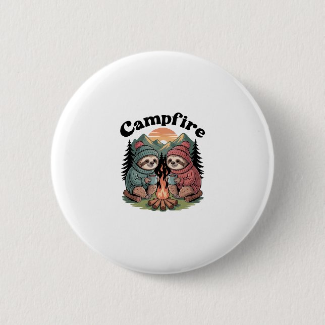 Sloth Camping Team Offizielles Lagerfeuer Button (Vorderseite)