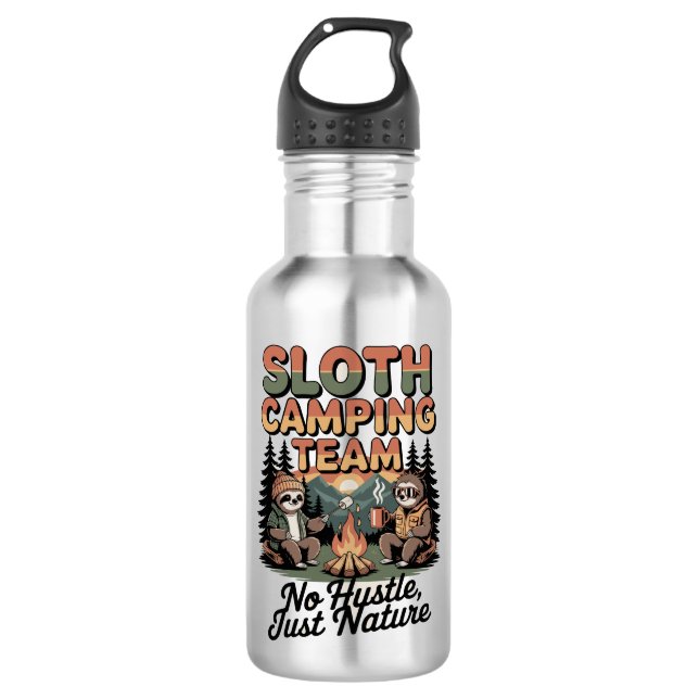 sloth camping team with nature edelstahlflasche (Vorderseite)