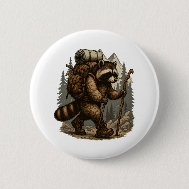Sloth Camping Wandern Button (Vorderseite)