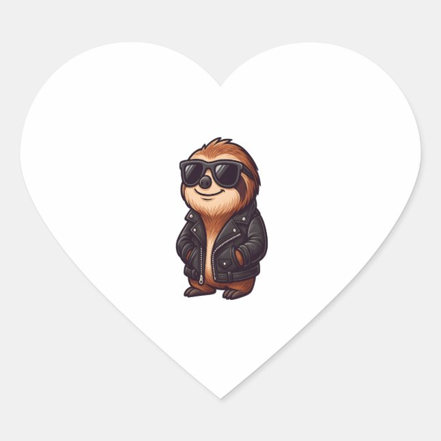 Sloth Chill Mood Herz-Aufkleber (Vorderseite)