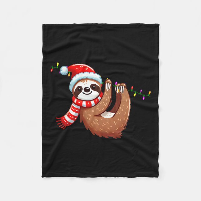 Sloth Christmas Decoration - Faultier Weihnachtsba Fleecedecke (Vorderseite)