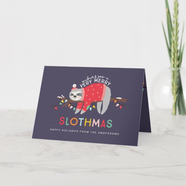 Sloth Christmas Foto Holiday Karte (Vorderseite)