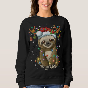 Sloth Christmas Reindeer Lights Weihnachtsmannmütz Sweatshirt