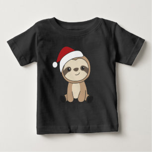 Sloth Christmas Snow Winter Animals Sloths Baby T- T-shirt