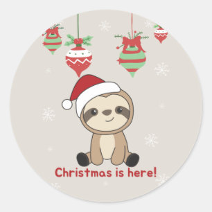 Sloth Christmas Snow Winter Animals Sloths Classic Runder Aufkleber