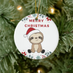 Sloth Christmas Snow Winter Animals Sloths Keramik Keramik Ornament<br><div class="desc">Der Faultier für Weihnachten mit Lichtern aus Märchen. Hübsche Tiere mit Geschenken und Schnee für den Urlaub. Auch lustig für Weihnachten im Juli. Slots sind niedliche Tiere und perfekt zu Weihnachten.</div>