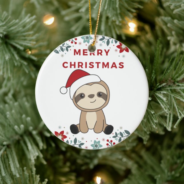 Sloth Christmas Snow Winter Animals Sloths Keramik Keramik Ornament (Baum)