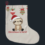 Sloth Christmas Snow Winter Animals Sloths Large C Großer Weihnachtsstrumpf<br><div class="desc">The sloth for Christmas with fairy lights. Funny animals with gifts and snow for the holidays. Also funny for christmas in July. Sloths are cute animals and perfect for Christmas.</div>