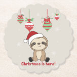 Sloth Christmas Snow Winter Animals Sloths Paper C Untersetzer<br><div class="desc">The sloth for Christmas with fairy lights. Funny animals with gifts and snow for the holidays. Also funny for christmas in July. Sloths are cute animals and perfect for Christmas.</div>