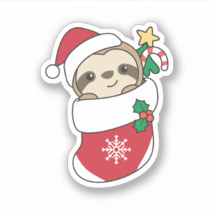 Sloth Christmas Snow Winter Animals Slots Aufkleber