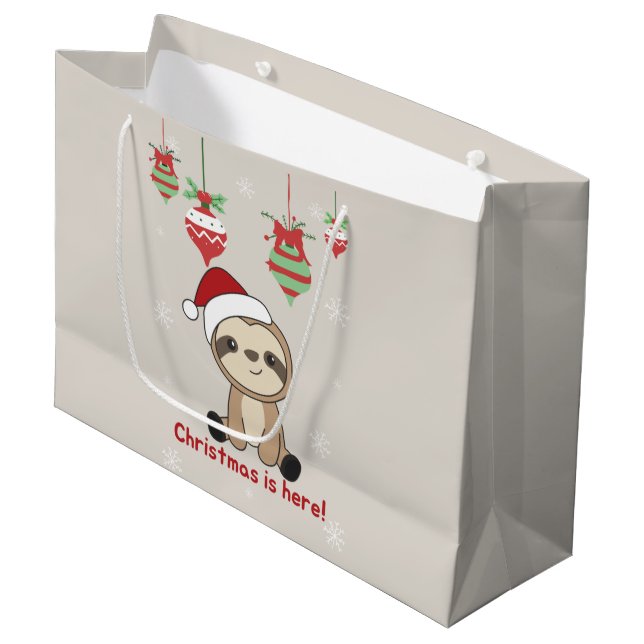 Sloth Christmas Snow Winter Animals Slots Große G Große Geschenktüte (Vorderseite Schrägansicht)