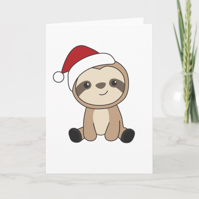 Sloth Christmas Snow Winter Animals Slots Karte (Vorderseite)