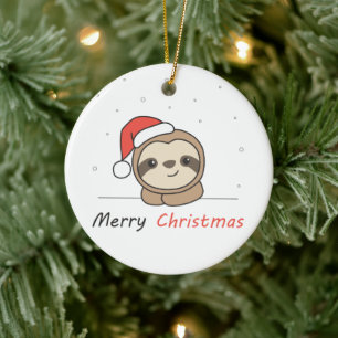 Sloth Christmas Snow Winter Animals Slots Keramik Ornament