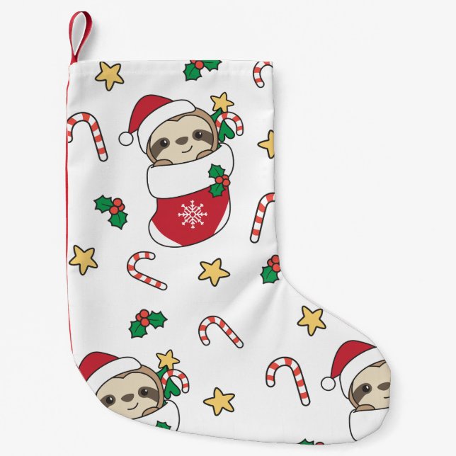 Sloth Christmas Snow Winter Animals Slots Kleiner Weihnachtsstrumpf (Vorderseite)
