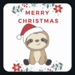 Sloth Christmas Snow Winter Animals Slots Quadratischer Aufkleber<br><div class="desc">Der Faultier für Weihnachten mit Lichtern aus Märchen. Hübsche Tiere mit Geschenken und Schnee für den Urlaub. Auch lustig für Weihnachten im Juli. Slots sind niedliche Tiere und perfekt zu Weihnachten.</div>