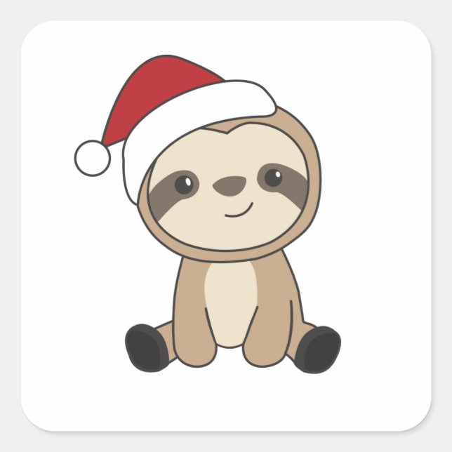 Sloth Christmas Snow Winter Animals Slots Quadratischer Aufkleber (Vorderseite)