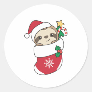 Sloth Christmas Snow Winter Animals Slots Runder Aufkleber