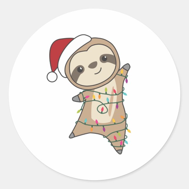 Sloth Christmas Snow Winter Animals Slots Runder Aufkleber (Vorderseite)