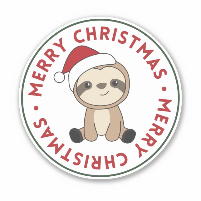 Sloth Christmas Snow Winter Animals Slots Sticker (Vorderseite)