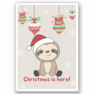 Sloth Christmas Snow Winter Animals Slots Sticker