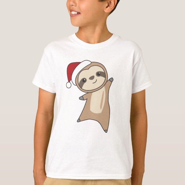 Sloth Christmas Snow Winter Animals Slots T-Shirt (Vorderseite)