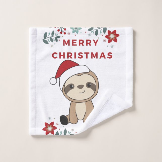 Sloth Christmas Snow Winter Animals Slots Waschlappen (Waschlappen)
