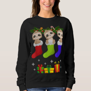 Sloth Christmas Sock Sloth Weihnachtsmannmütze Lig Sweatshirt