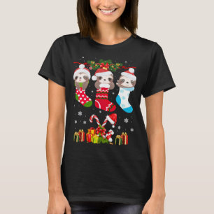 Sloth Christmas Sock Sloth Weihnachtsmannmütze Lig T-Shirt