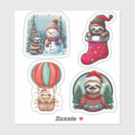 Sloth Christmas Stickers, Niedlicher Sloth Holiday Aufkleber