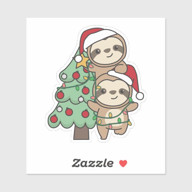 Sloth Christmas Tree Christmas Animals Sloths Aufkleber (Blatt)