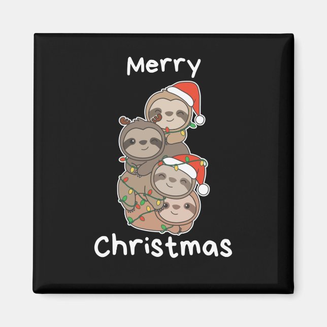 Sloth Christmas Tree Christmas Animals Sloths Magnet (Vorne)