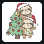 Sloth Christmas Tree Christmas Animals Sloths Quadratischer Aufkleber<br><div class="desc">Die Sloths sehen aus wie ein Weihnachtsbaum. Mit den Lichtern der Feen und den Hüten des Weihnachtsmannes sind sie perfekt für Weihnachten. Jeder Sloth-Liebhaber freut sich über die niedliche Tiere für die Ferien</div>
